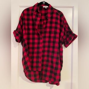 MADEWELL Plaid short dolman sleeve button up